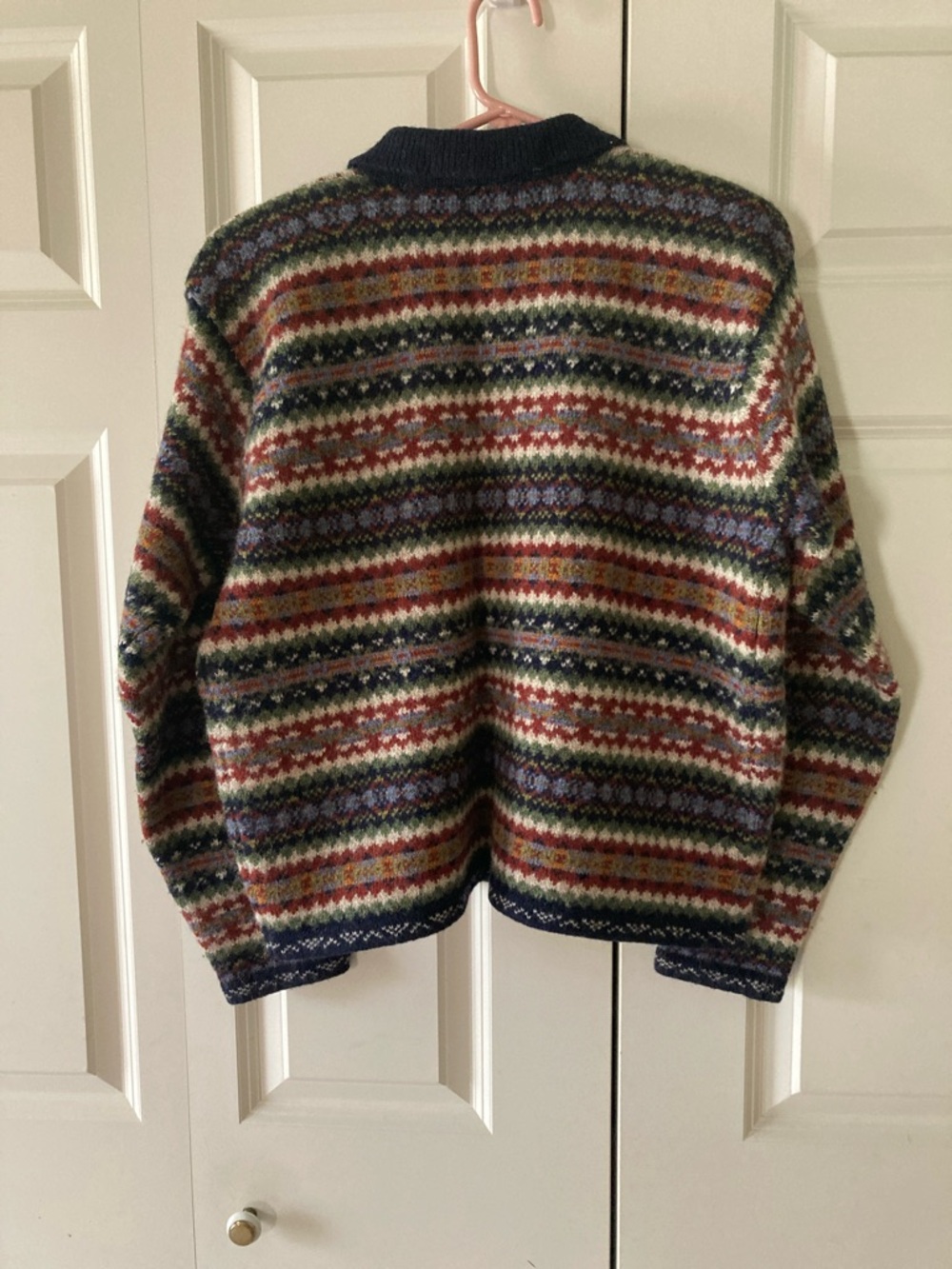Paul Harris Design women’s L 100% Shetland Wool fair isle cardigan sweater - Picture 2 of 8